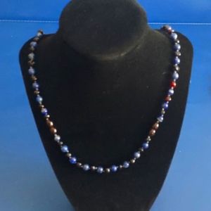 Real Polished Teething Natural Healing Black Amber with Lapis Lazuli Gemstone